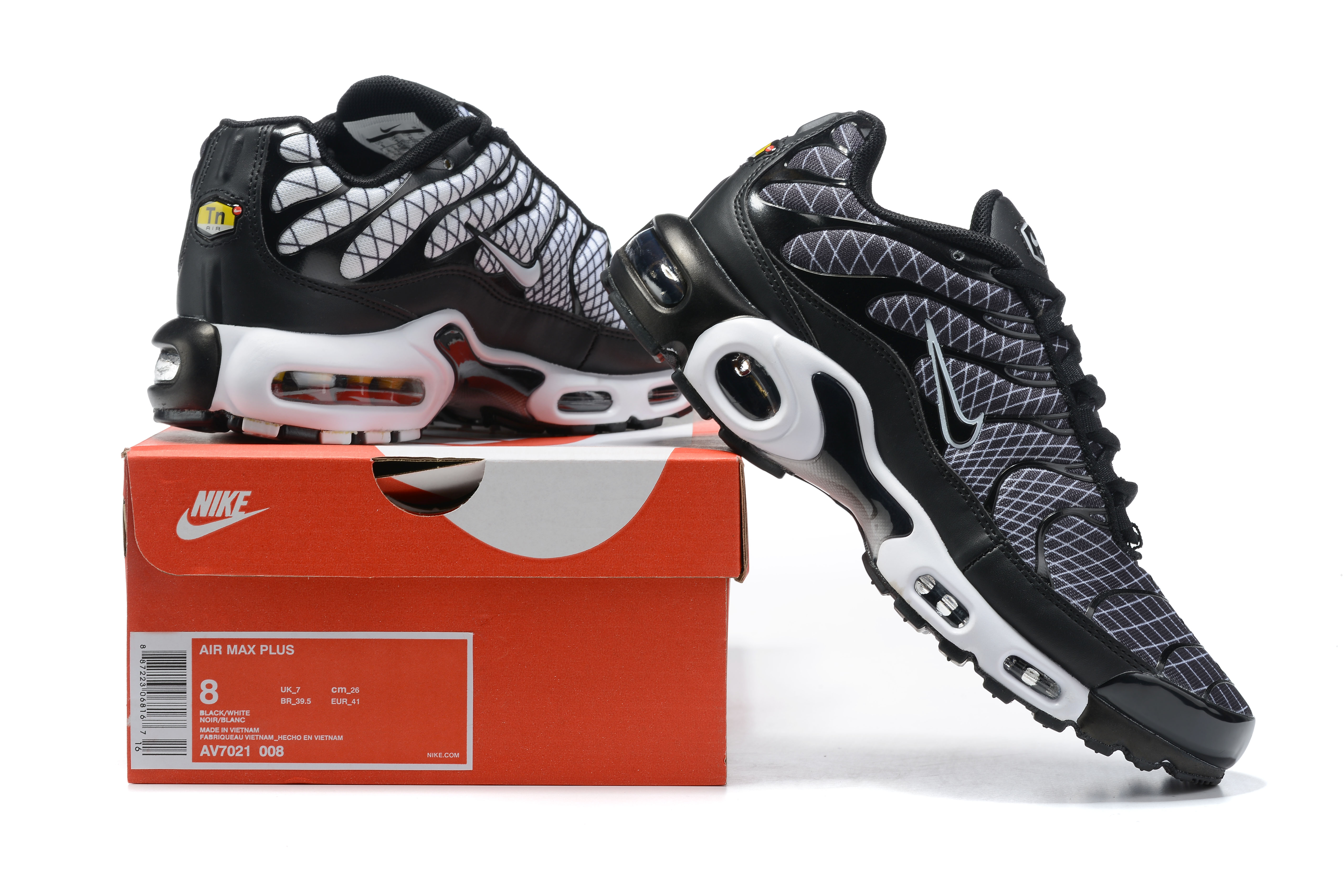 2021 Nike Air Max Plus Black White Sole Running Shoes - Click Image to Close